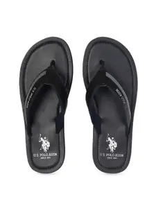 U.S. Polo Assn. Men Black & White PU Comfort Sandals