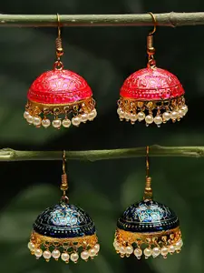 Yellow Chimes Set of 2 Dome Shaped Jhumkas Earrings