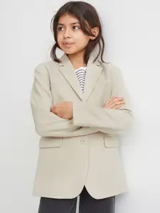 H&M H&M Girls Beige Solid Oversized Jacket