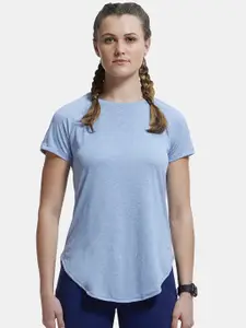 Jockey Women Blue Solid Raglan Sleeves Lounge T-shirt