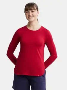 Jockey Women Red Solid Lounge T-shirt