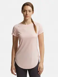 Jockey Women Pink Solid Relaxed Fit T-shirt