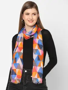 Cloth Haus India Women Blue & Orange Printed Scarf