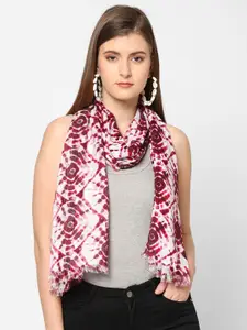 Cloth Haus India Women White & Red Sequins Printed Scarf