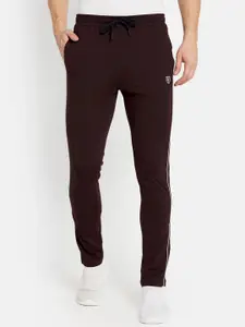 Octave Men Maroon Solid Cotton Track Pants