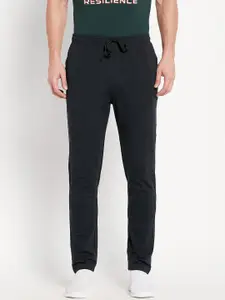 Octave Men Navy Blue Solid Cotton Track Pants