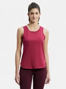 Jockey Women Red Solid Pure Cotton Relaxed-Fit Lounge T-shirt