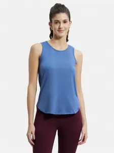 Jockey Plus Size Women Blue Solid Cotton Relaxed Fit Tank Top