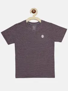 NEVA Boys Burgundy & Grey Striped T-shirt