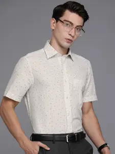 Louis Philippe Men White & Classic Fit Printed Formal Shirt