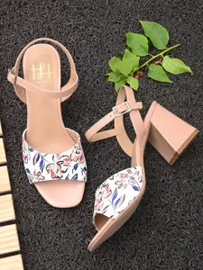 Hydes N Hues Pink Printed Block Sandals