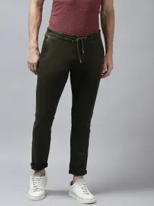 Blackberrys Men Olive Green Phoenix Skinny Fit Solid Trousers