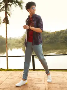 Blackberrys Men Blue Solid Phoenix Skinny Fit Trousers