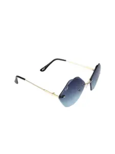 Floyd Women Blue Lens & Gold-Toned Oval Sunglasses with UV Protected Lens