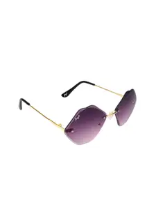Floyd Women Purple Lens & Gold-Toned Oval Sunglasses with UV Protected Lens