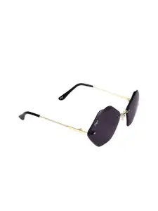 Floyd Women Black Lens & Gold-Toned Oval Sunglasses with UV Protected Lens