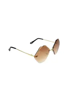 Floyd Women Brown Lens & Gold-Toned Oval Sunglasses with UV Protected Lens