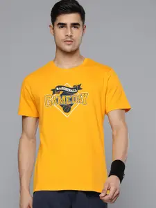 HRX By Hrithik Roshan Basketball Men Gold Fusion Bio-Wash Graphic Tshirt