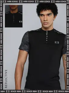 HRX By Hrithik Roshan EDGE Men Jet Black Rapid-Dry Brand Carrier T-shirts