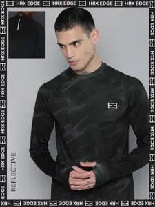 HRX by Hrithik Roshan Men Black Rapid-Dry Colourblocked EDGE T-shirt