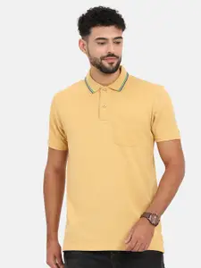 Masculino Latino Men Yellow Polo Collar Bio Finish T-shirt
