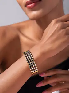 Rubans Voguish Women Gold-Plated & Black Bangle-Style Bracelet