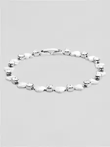 Rubans Voguish Women Silver-Toned American Diamond Silver-Plated Wraparound Bracelet