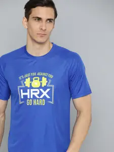 HRX By Hrithik Roshan Training Men Satin Sky Rapid-Dry Brand Carrier Tshirts