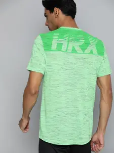 HRX by Hrithik Roshan Men Green & Grey Slub Effect Rapid-Dry Running T-shirt