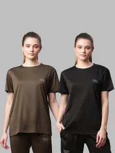 VIMAL JONNEY Women Pack of 2 Solid Sports T-shirt