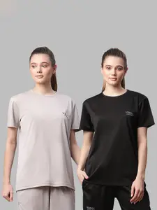 MACK JONNEY JONNEY Women Black & Grey Pack Of 2 T-shirts