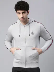 Proline Active Men Grey Solid Hooded Sweatshirt