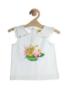 Lil Lollipop Girls White Graphic Printed Cotton Top