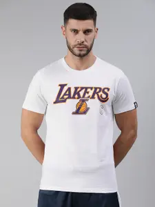 NBA Men White & Purple LeBron James Classic Basketball T-Shirt