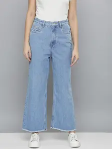 Flying Machine Women Blue Straight Fit High-Rise Light Fade Stretchable Jeans