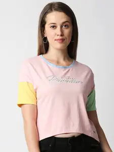Pepe Jeans Women Multicoloured Colourblocked Cotton T-shirt