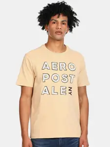 Aeropostale Men Beige Typography Printed Cotton T-shirt