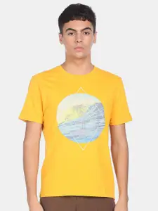 Aeropostale Men Yellow Graphic Printed Pure Cotton T-shirt