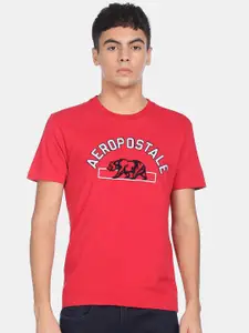 Aeropostale Men Red Typography Printed T-shirt