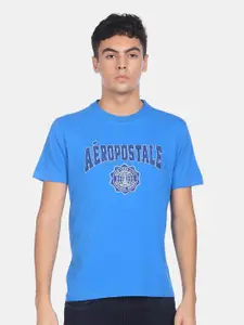 Aeropostale Men Blue Typography Printed Cotton T-shirt