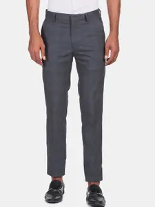 Arrow New York Men Blue Checked Trousers
