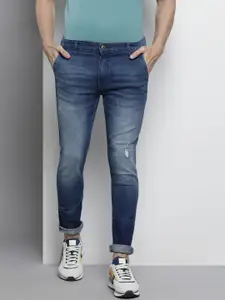 The Indian Garage Co Men Blue Slim Fit Low Distress Light Fade Stretchable Jeans