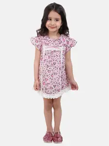 One Friday Girls Pink Floral A-Line Cotton Dress