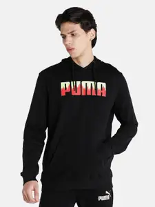 Puma Men Black Printed Hooded Regular Fit Sweatshirt