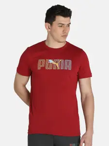 Puma Men Red Typography Printed Slim Fit T-shirt