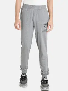 Puma Men Grey & Black Solid Slim Fit Joggers