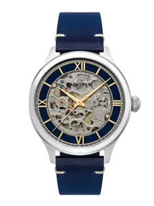EARNSHAW Men Blue Skeleton Dial & Leather Bracelet Style Straps Analogue Watch ES-8230-02
