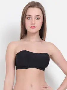 Lebami Black Non Padded & Non Wired Solid Bandeau Bra
