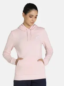 Puma Women Pink Essentials Embroidery Cotton Regular Fit Hooded Sweatshirt