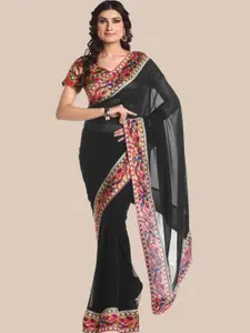 KALINI Black & Red Solid Patola Art Silk Saree